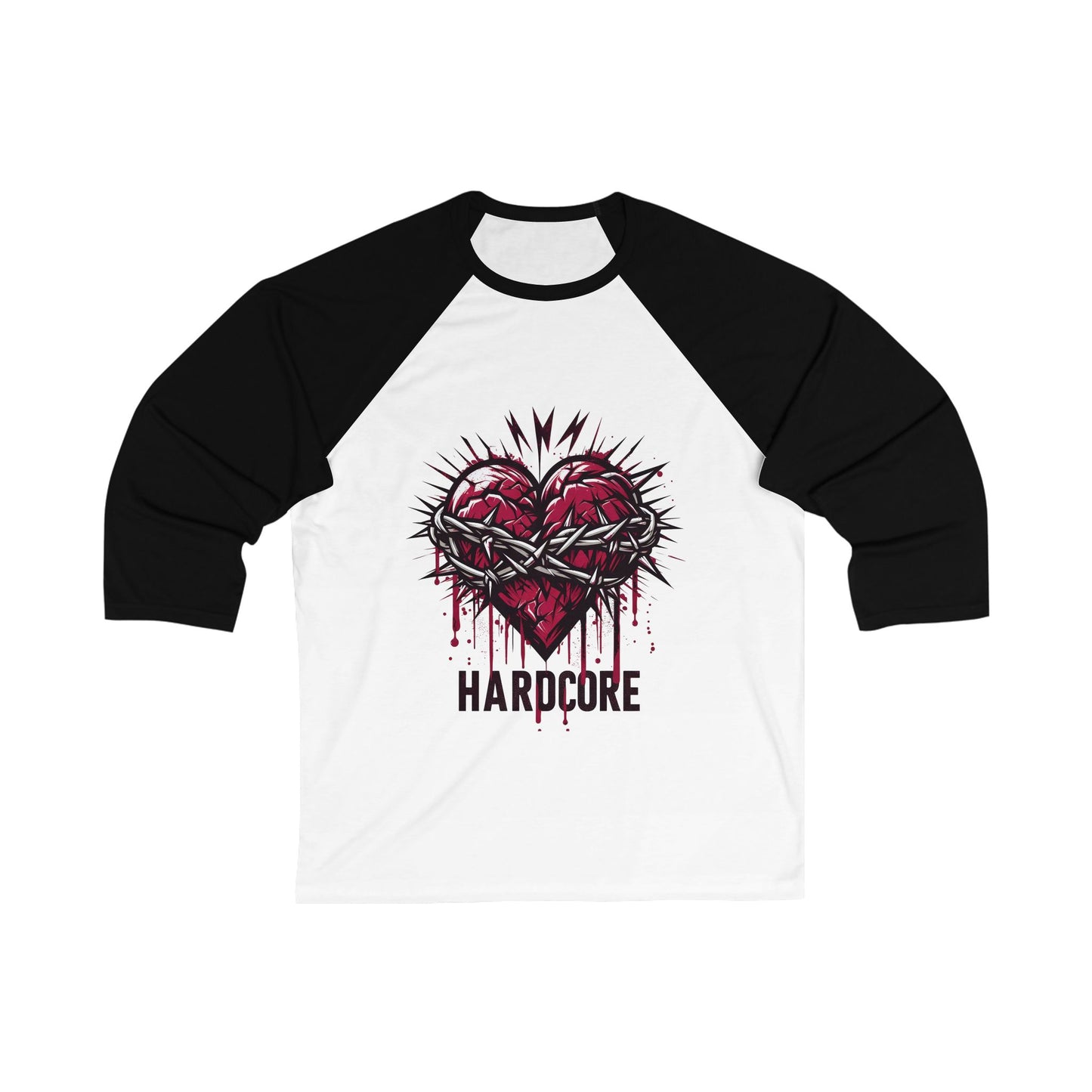 Hardcore Unisex Baseball-T-Shirt mit 3/4-Ärmeln