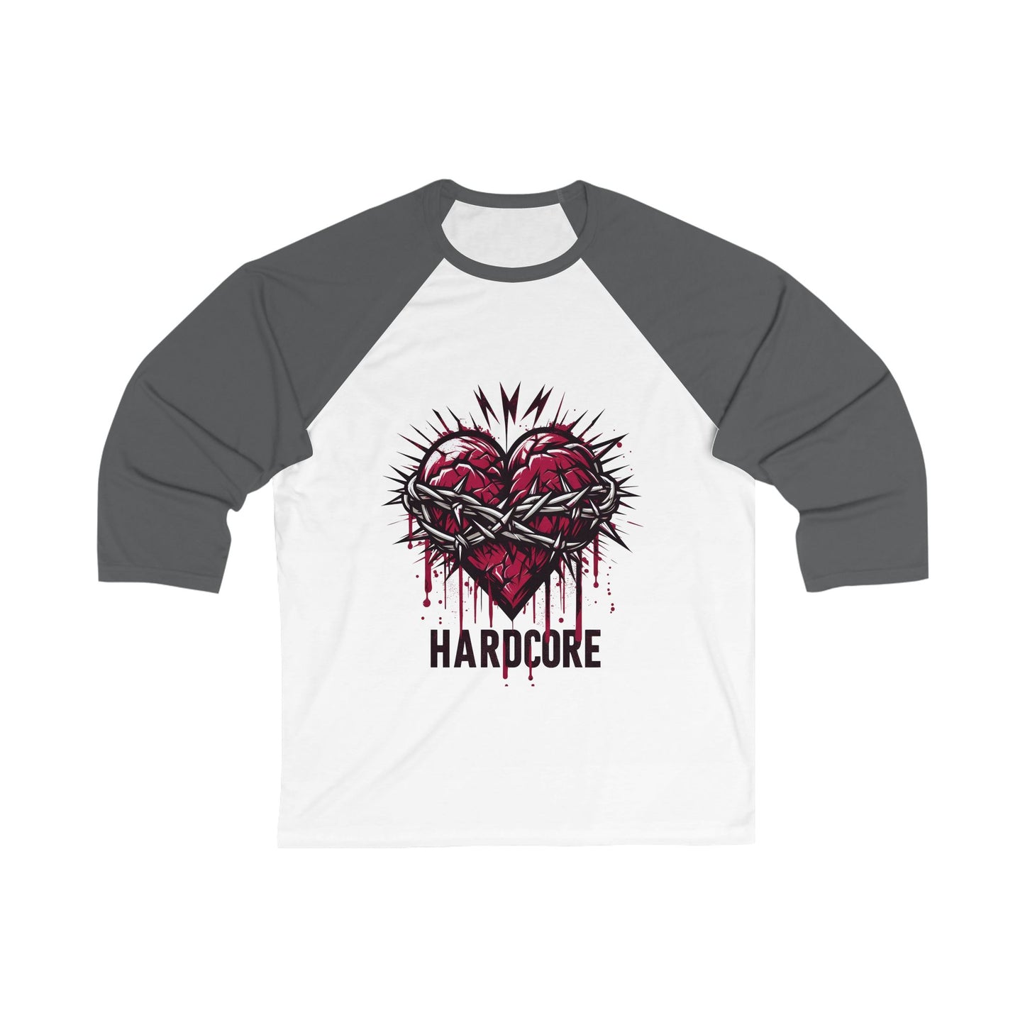 Hardcore Unisex Baseball-T-Shirt mit 3/4-Ärmeln