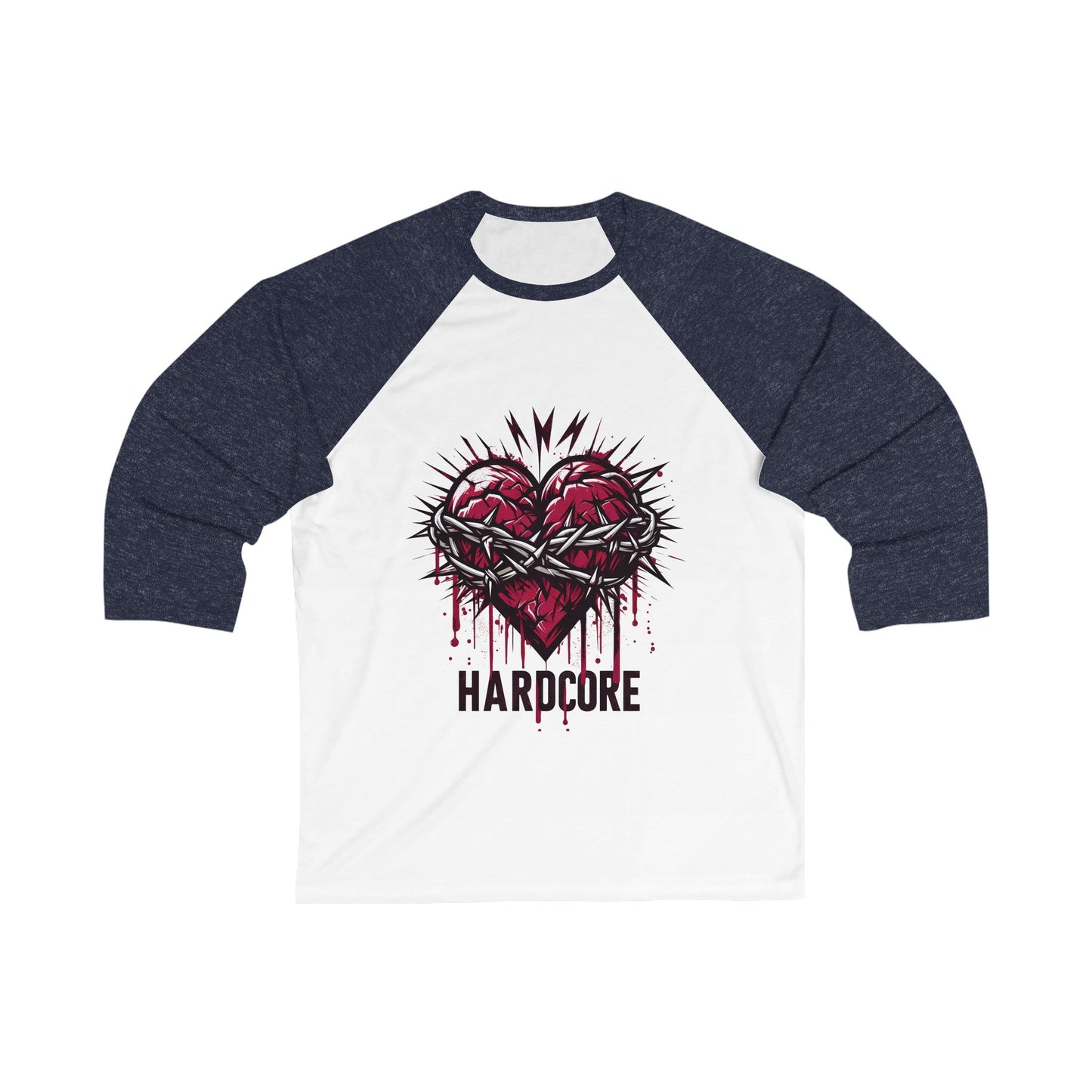 Hardcore Unisex Baseball-T-Shirt mit 3/4-Ärmeln